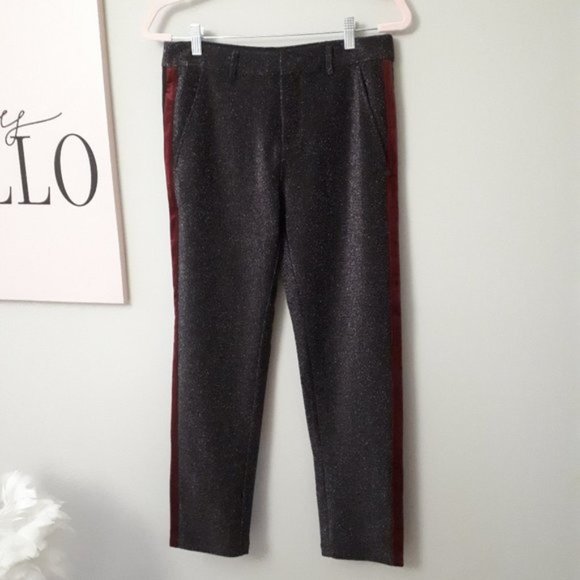 NWT Scotch & Soda black sparkly velvet stripe pants - Picture 10 of 13
